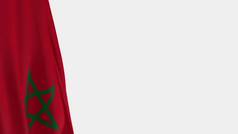 Moroccan flag on the left, empty space on the right - 3D rendering Vídeos de archivo 335446966