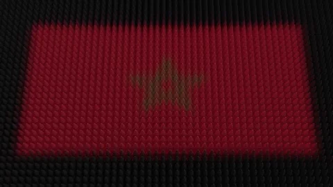 Moroccan Flag Light Shining on Scrolling Bullets Stock Footage 338362466