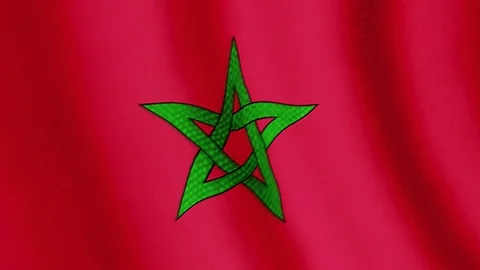 Moroccan flag waving animation Stock Footage 77610166