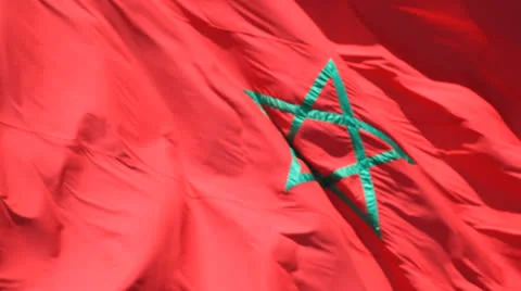 Moroccan flag waving in the wind Видео 24434452