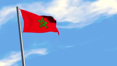 Moroccan flag waving in the wind Stock Footage 189531491
