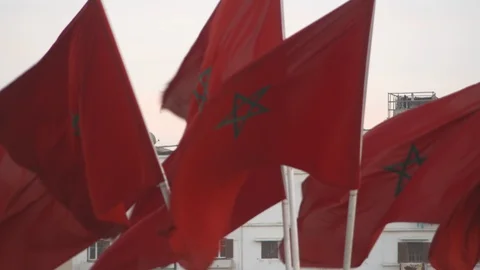 Moroccan Flags Stock Footage 121709907