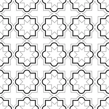 Moroccan geometric tiles seamless pattern, vector tiles design Illustrazione stock