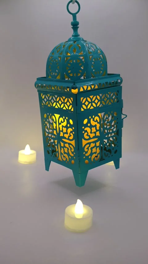 Moroccan lamp decor with candles Stock Footage 330262289