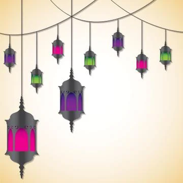 Moroccan lantern card in vector format. Stock Illustration