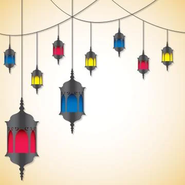 Moroccan lantern card in vector format. Stock Illustration