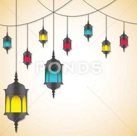 Moroccan lantern card in vector format. Illustrazione stock