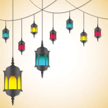 Moroccan lantern card in vector format. Stock Illustration