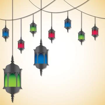 Moroccan lantern card in vector format. Stock Illustration