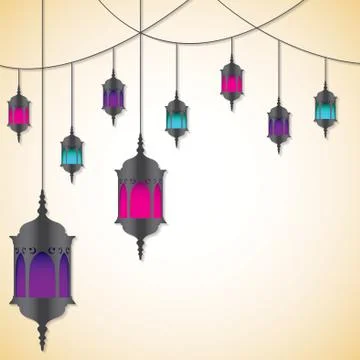 Moroccan lantern card in vector format. Stock Illustration