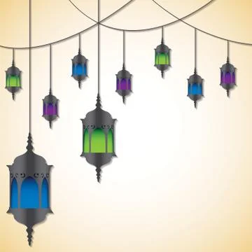 Moroccan lantern card in vector format. Stock Illustration