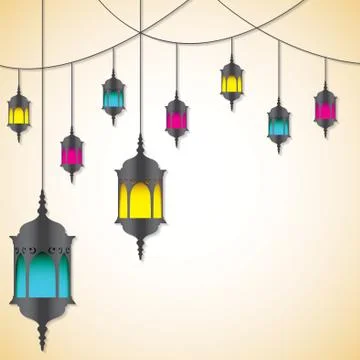 Moroccan lantern card in vector format. Stock Illustration