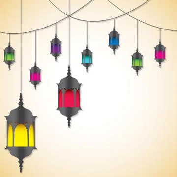 Moroccan lantern card in vector format. Stock Illustration