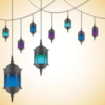 Moroccan lantern card in vector format. Stock Illustration