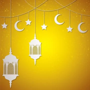 Moroccan lantern card in vector format. Stock Illustration