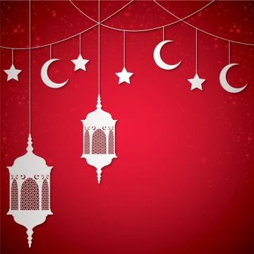 Moroccan lantern card in vector format. Stock Illustration