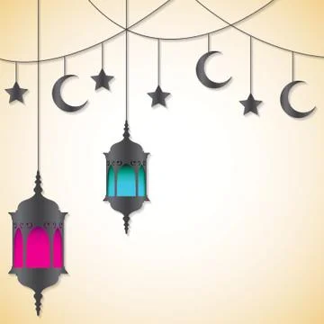 Moroccan lantern card in vector format. Stock Illustration
