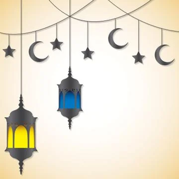 Moroccan lantern card in vector format. Stock Illustration