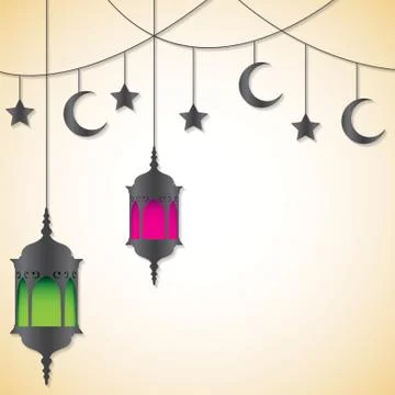 Moroccan lantern card in vector format. Stock Illustration