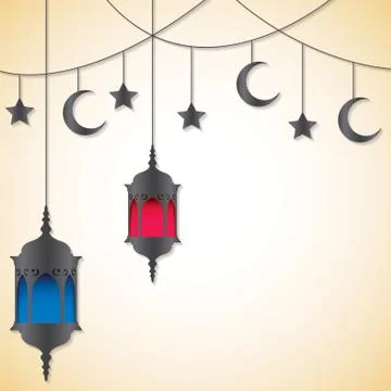 Moroccan lantern card in vector format. Stock Illustration