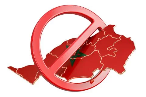 Moroccan map with forbidden sign, 3D rendering Stock Illustration