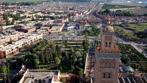 Moroccan Marrakesh Tower Stock Footage