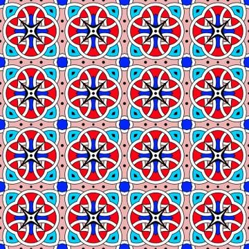 Moroccan Mosaic Seamless Patterns. Retro motif. Textile rapport. Stock Illustration