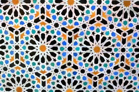 Moroccan mosaic tiles on wall Foto stock