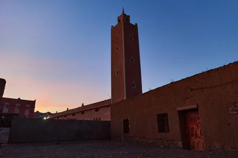 Moroccan Mosque at Dusk Stock Photos