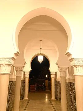 Moroccan Mosque Prayers in the Night Stock Photos