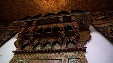 Moroccan multicolor woodwork art Stock Footage 123421902