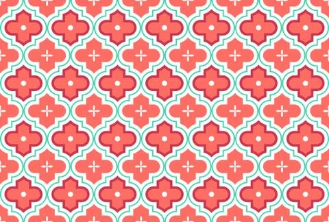 Moroccan Quatrefoil Seamless Pattern Mosaic Ogee Vector Stock Illustration