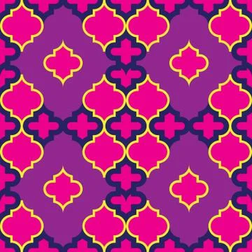 Moroccan Quatrefoil Seamless Pattern Mosaic Ogee Vector Stock Illustration