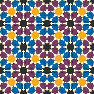 Moroccan seamless pattern, Morocco. Patchwork mosaic traditional folk geometr Stock Illustration