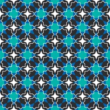 Moroccan seamless pattern, Morocco. Patchwork mosaic with traditional folk ge Illustrazione stock