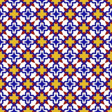 Moroccan seamless pattern, Morocco. Patchwork mosaic traditional folk geometr 스톡 일러스트