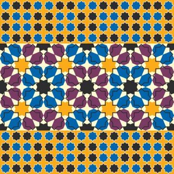 Moroccan seamless pattern, Morocco. Patchwork mosaic traditional folk geometr Stock Illustration