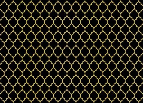 Moroccan Seamless Pattern.Traditional pattern with gold and black mosaic Stock Illustration