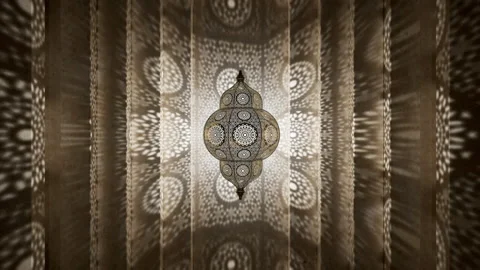 Moroccan Shadow Lamp casting shadows. 3D animation. Stock Footage 167106812