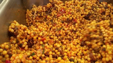 Moroccan Spiced Couscous with Roasted Vegetables Video stock 74411025