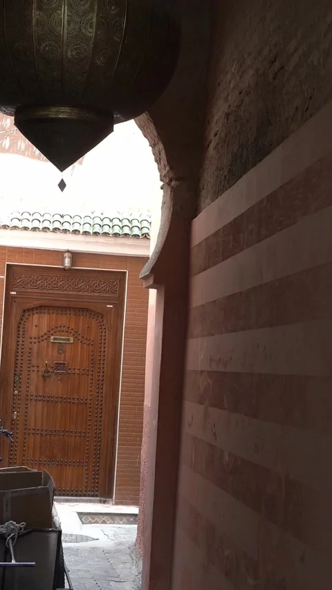 A Moroccan-style door with a ceiling decoration gently moving Stock Footage 320561744