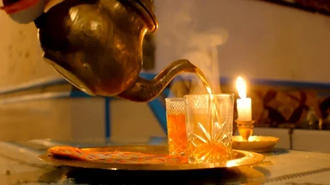 Moroccan tea, suggestive image of a teapot and tea Stock-Footage 125738083
