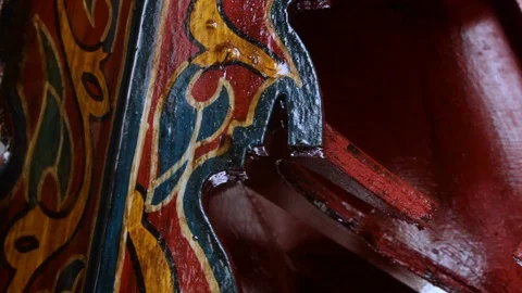 The Moroccan technique of wood painting Stock Footage 123778486