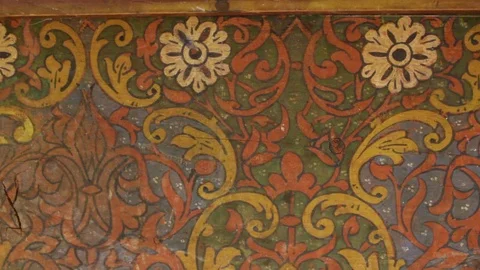The Moroccan technique of wood painting Stock Footage 123778515