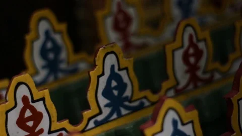 The Moroccan technique of wood painting Stock Footage 123778778