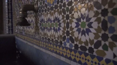 Moroccan Tile Fountain Stock Footage 56686211