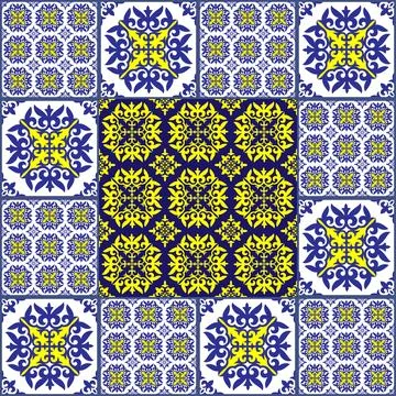 Moroccan tile mosaic. Talavera pattern. Azulejos  Illustrazione stock