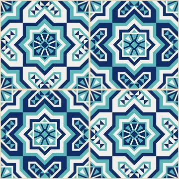 Moroccan tile pattern vector seamless with mosaic arabesque ornaments Illustrazione stock