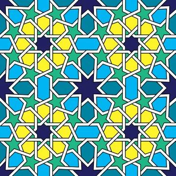 Moroccan tiles pattern, Moorish seamless vector design, Geometric abstract tiles Illustrazione stock