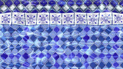 Moroccan Tiles Spa Pool Background Loop Stock Footage 171587473